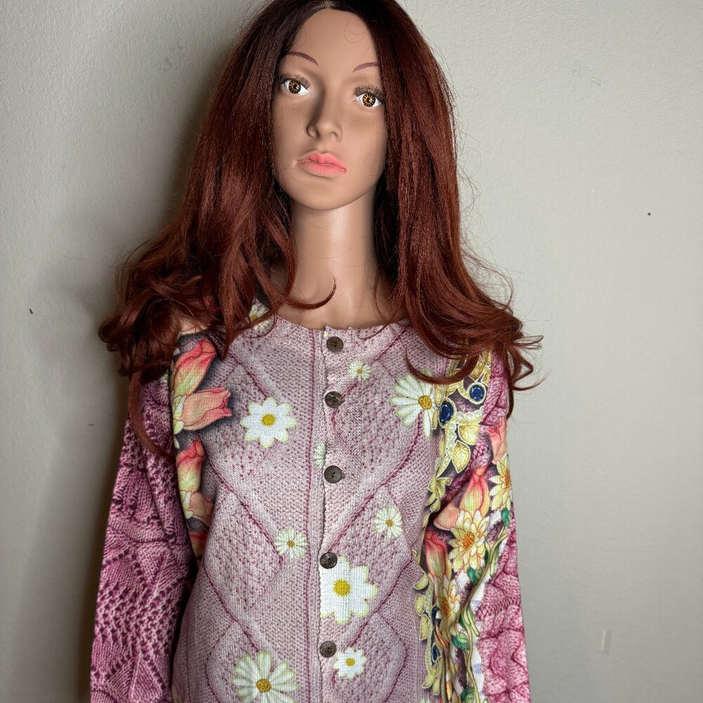 Women’s Floral, Lightweight Cardigan Sweater with Button Front Closure